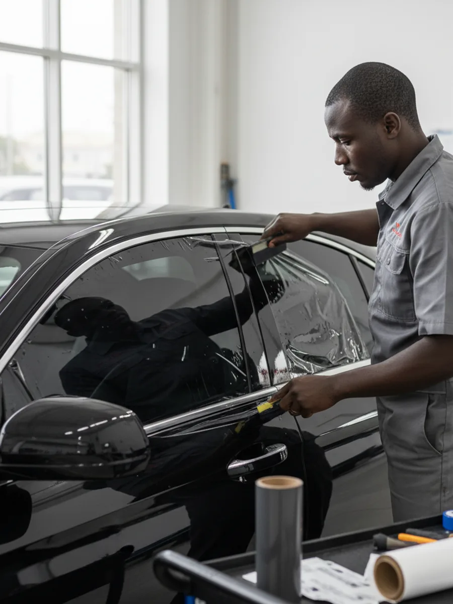 Dyed window tint by Car Tracker Nigeria in Nigeria
